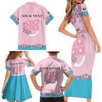Personalized Italy Liguria Family Matching Short Sleeve Bodycon Dress and Hawaiian Shirt Carnation Flowers Of The Riviera