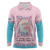 Personalized Italy Liguria Long Sleeve Polo Shirt Carnation Flowers Of The Riviera