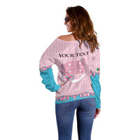 Personalized Italy Liguria Off Shoulder Sweater Carnation Flowers Of The Riviera