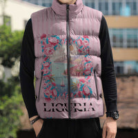 Personalized Italy Liguria Sleeveless Puffer Jacket Carnation Flowers Of The Riviera