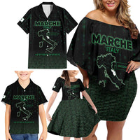 Personalized Italy Marche Family Matching Off Shoulder Short Dress and Hawaiian Shirt Map And Coordinates Code