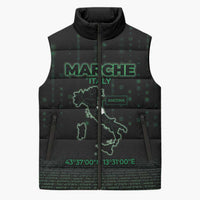 Personalized Italy Marche Sleeveless Puffer Jacket Map And Coordinates Code