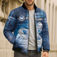 Custom Scotland Football Bomber Puffer Jacket Ice Hole Celtic Thistle Tartan Flower Patterns
