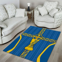 Sweden Football Area Rug Three Crowns Golden DNA Trophy