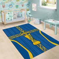 Sweden Football Area Rug Three Crowns Golden DNA Trophy