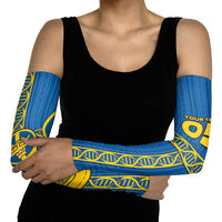 Custom Sweden Football Arm Sleeves Three Crowns Golden DNA Trophy