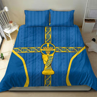 Sweden Football Bedding Set Three Crowns Golden DNA Trophy