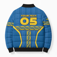 Custom Sweden Football Bomber Puffer Jacket Three Crowns Golden DNA Trophy