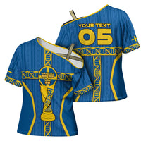 Custom Sweden Football Cross Shoulder Shirt Three Crowns Golden DNA Trophy