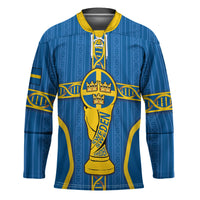 Custom Sweden Football Hockey Jersey Three Crowns Golden DNA Trophy