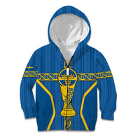 Custom Sweden Football Kid Hoodie Three Crowns Golden DNA Trophy