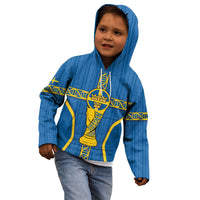 Custom Sweden Football Kid Hoodie Three Crowns Golden DNA Trophy