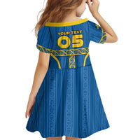 Custom Sweden Football Kid Short Sleeve Dress Three Crowns Golden DNA Trophy