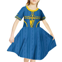 Custom Sweden Football Kid Short Sleeve Dress Three Crowns Golden DNA Trophy