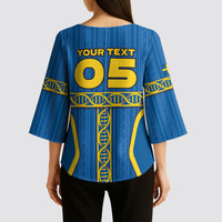 Custom Sweden Football Kimono Sleeve Blouse Three Crowns Golden DNA Trophy