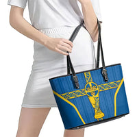 Sweden Football Leather Tote Bag Three Crowns Golden DNA Trophy