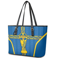 Sweden Football Leather Tote Bag Three Crowns Golden DNA Trophy