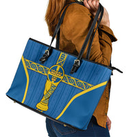 Sweden Football Leather Tote Bag Three Crowns Golden DNA Trophy