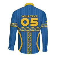 Custom Sweden Football Long Sleeve Button Shirt Three Crowns Golden DNA Trophy
