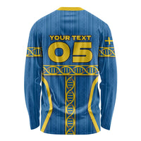 Custom Sweden Football Long Sleeve Shirt Three Crowns Golden DNA Trophy