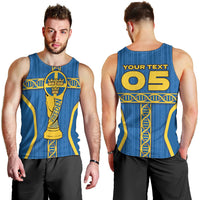 Custom Sweden Football Men Tank Top Three Crowns Golden DNA Trophy