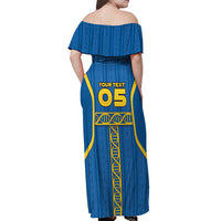 Custom Sweden Football Off Shoulder Maxi Dress Three Crowns Golden DNA Trophy