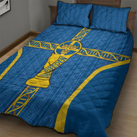 Sweden Football Quilt Bed Set Three Crowns Golden DNA Trophy