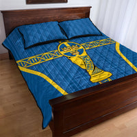 Sweden Football Quilt Bed Set Three Crowns Golden DNA Trophy