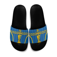 Sweden Football Slide Sandals Three Crowns Golden DNA Trophy