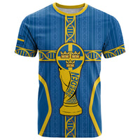 Custom Sweden Football T Shirt Three Crowns Golden DNA Trophy