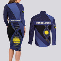 Guadeloupe Is In My DNA Couples Matching Long Sleeve Bodycon Dress and Long Sleeve Button Shirt - Wonder Print Shop