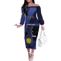 Guadeloupe Is In My DNA Family Matching Off The Shoulder Long Sleeve Dress and Hawaiian Shirt - Wonder Print Shop