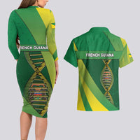 French Guiana Is In My DNA Couples Matching Long Sleeve Bodycon Dress and Hawaiian Shirt - Wonder Print Shop