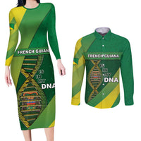 French Guiana Is In My DNA Couples Matching Long Sleeve Bodycon Dress and Long Sleeve Button Shirt - Wonder Print Shop