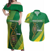 French Guiana Is In My DNA Couples Matching Off Shoulder Maxi Dress and Hawaiian Shirt - Wonder Print Shop