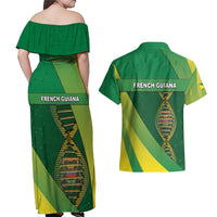 French Guiana Is In My DNA Couples Matching Off Shoulder Maxi Dress and Hawaiian Shirt - Wonder Print Shop