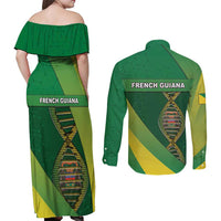 French Guiana Is In My DNA Couples Matching Off Shoulder Maxi Dress and Long Sleeve Button Shirt - Wonder Print Shop