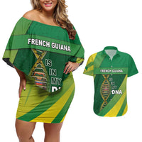 French Guiana Is In My DNA Couples Matching Off Shoulder Short Dress and Hawaiian Shirt - Wonder Print Shop