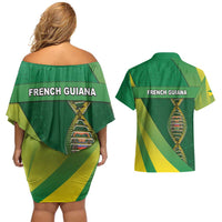 French Guiana Is In My DNA Couples Matching Off Shoulder Short Dress and Hawaiian Shirt - Wonder Print Shop