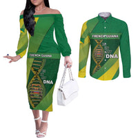French Guiana Is In My DNA Couples Matching Off The Shoulder Long Sleeve Dress and Long Sleeve Button Shirt - Wonder Print Shop