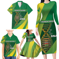 French Guiana Is In My DNA Family Matching Long Sleeve Bodycon Dress and Hawaiian Shirt - Wonder Print Shop