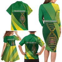 French Guiana Is In My DNA Family Matching Long Sleeve Bodycon Dress and Hawaiian Shirt - Wonder Print Shop