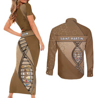 Saint Martin Is In My DNA Couples Matching Short Sleeve Bodycon Dress and Long Sleeve Button Shirt - Wonder Print Shop