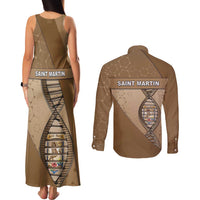 Saint Martin Is In My DNA Couples Matching Tank Maxi Dress and Long Sleeve Button Shirt - Wonder Print Shop