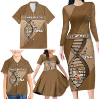 Saint Martin Is In My DNA Family Matching Long Sleeve Bodycon Dress and Hawaiian Shirt - Wonder Print Shop