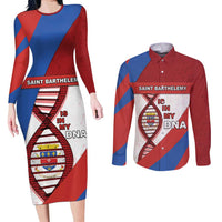 Saint Barthelemy Is In My DNA Couples Matching Long Sleeve Bodycon Dress and Long Sleeve Button Shirt - Wonder Print Shop