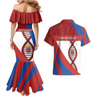 Saint Barthelemy Is In My DNA Couples Matching Mermaid Dress and Hawaiian Shirt - Wonder Print Shop