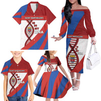 Saint Barthelemy Is In My DNA Family Matching Off The Shoulder Long Sleeve Dress and Hawaiian Shirt - Wonder Print Shop