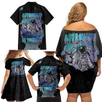 Astronaut Family Matching Off Shoulder Short Dress and Hawaiian Shirt Love Your Mind Find Your Soul - Wonder Print Shop