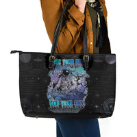 Astronaut Leather Tote Bag Love Your Mind Find Your Soul - Wonder Print Shop